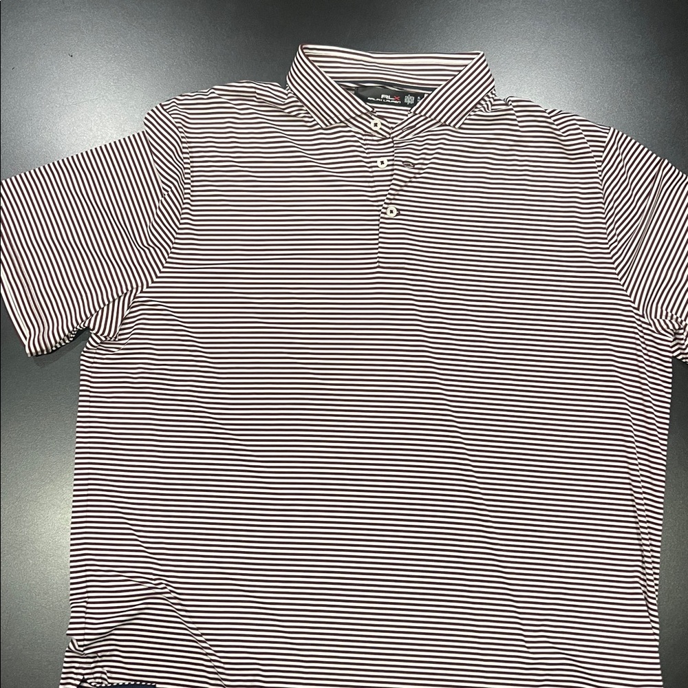 Ralph Lauren RLX Real Men's Striped Polo Shirt - Brown and White